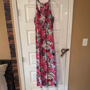 LAPIS | Floral Pink and Black | Maxi Dress